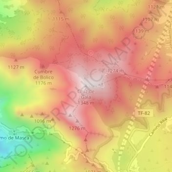 Topografische Karte Cruz de Gala, Höhe, Relief