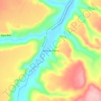 Topografische Karte Buriti do Pucino, Höhe, Relief