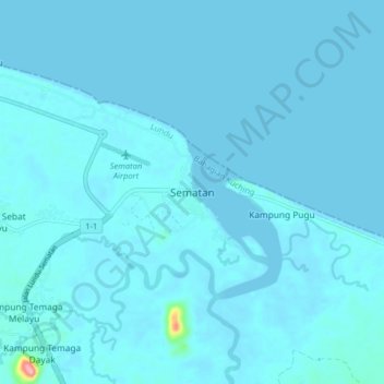 Topografische Karte Sematan, Höhe, Relief