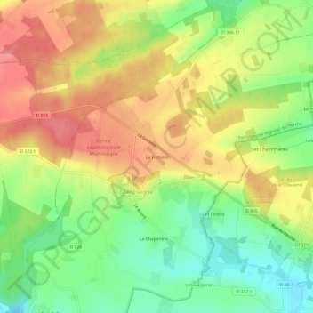 Topografische Karte La Hictière, Höhe, Relief
