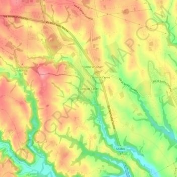Topografische Karte Castel de Ceveri, Höhe, Relief