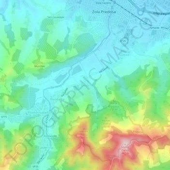 Topografische Karte Gessi, Höhe, Relief