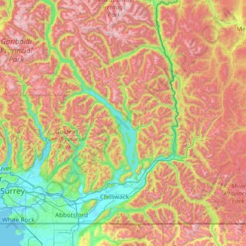 Topografische Karte Fraser Valley, Höhe, Relief