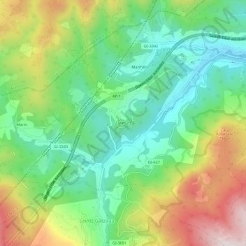 Topografische Karte Zarimutz, Höhe, Relief