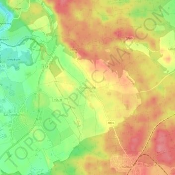 Topografische Karte Piesenkam, Höhe, Relief