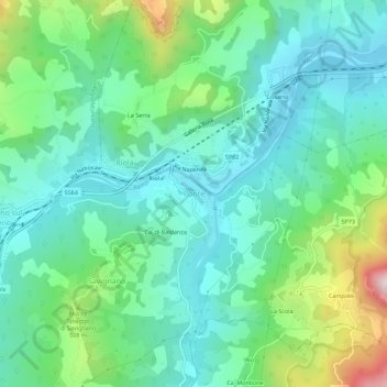 Topografische Karte Ponte, Höhe, Relief