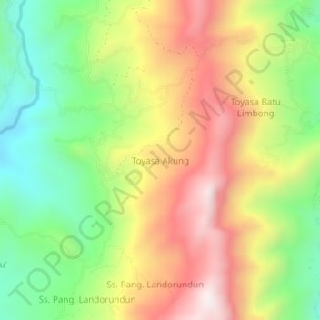 Topografische Karte Toyasa Akung, Höhe, Relief