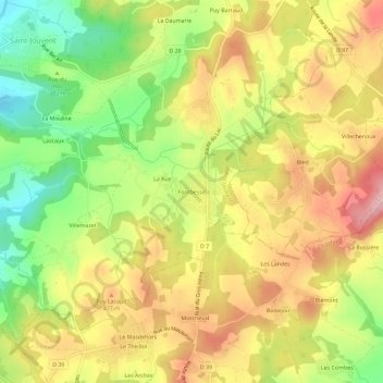 Topografische Karte Fontbesse, Höhe, Relief