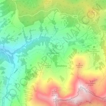Topografische Karte Schwefelbergbad, Höhe, Relief