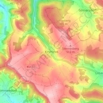 Topografische Karte Kirchleus, Höhe, Relief