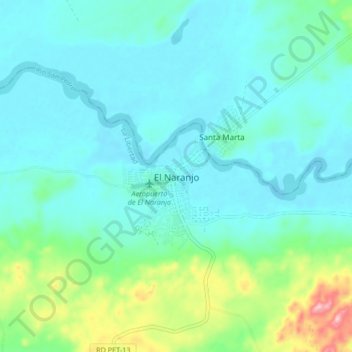 Topografische Karte El Naranjo, Höhe, Relief
