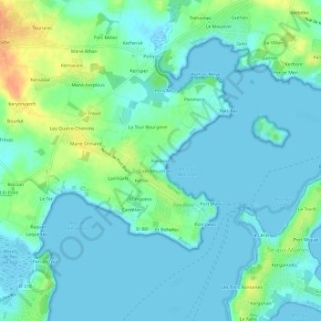 Topografische Karte Keriboul, Höhe, Relief