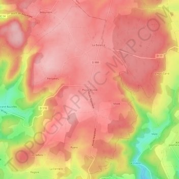 Topografische Karte Pierre Écrite, Höhe, Relief