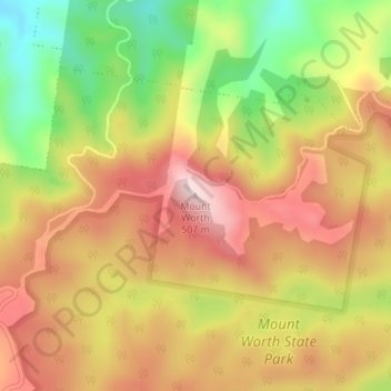 Topografische Karte Mount Worth, Höhe, Relief
