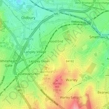 Topografische Karte Merrivale, Höhe, Relief
