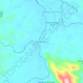 Topografische Karte Kampung La, Höhe, Relief