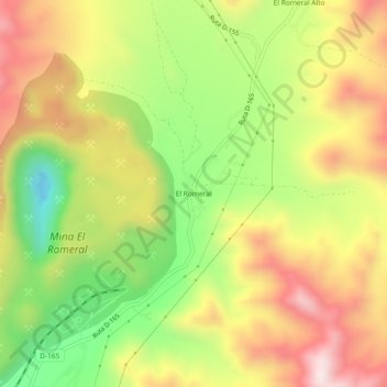 Topografische Karte El Romeral, Höhe, Relief