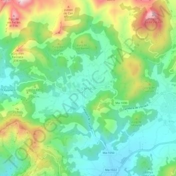 Topografische Karte s'Arracó, Höhe, Relief