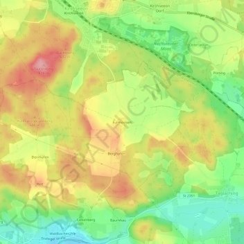 Topografische Karte Fürmoosen, Höhe, Relief