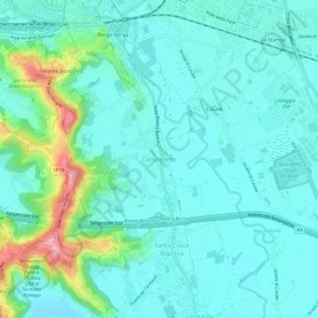 Topografische Karte Campedello, Höhe, Relief