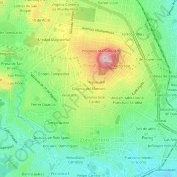 Topografische Karte Colonia del Maestro, Höhe, Relief