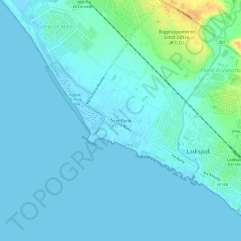 Topografische Karte Torre Flavia, Höhe, Relief