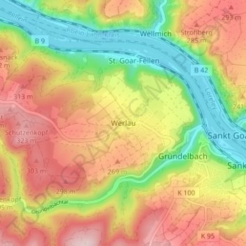 Topografische Karte Werlau, Höhe, Relief