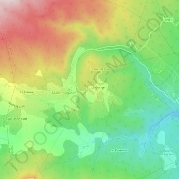 Topografische Karte Chapelet, Höhe, Relief