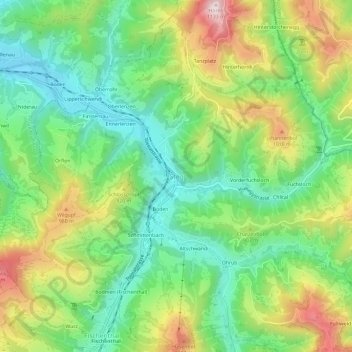 Topografische Karte Steg, Höhe, Relief