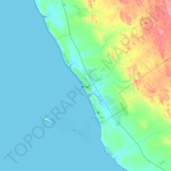 Topografische Karte Al Wajh, Höhe, Relief