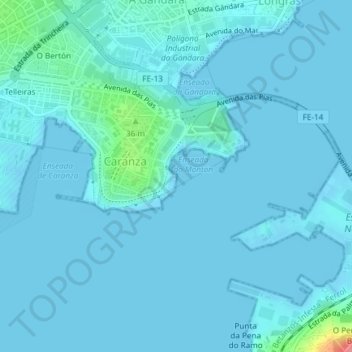 Topografische Karte Punta do Carballo, Höhe, Relief