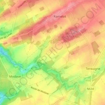 Topografische Karte Linchet, Höhe, Relief