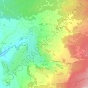 Topografische Karte Montmeyre, Höhe, Relief