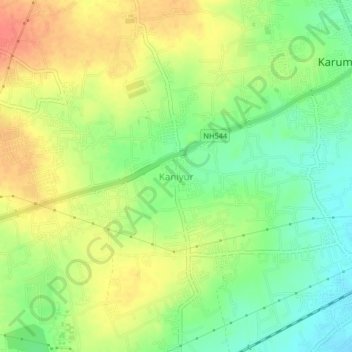 Topografische Karte Kaniyur, Höhe, Relief