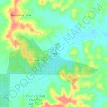 Topografische Karte Macuiltépetl, Höhe, Relief