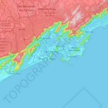 Topografische Karte Ilha Porchat, Höhe, Relief