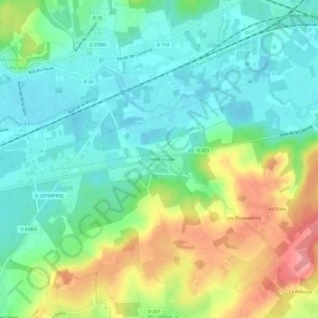 Topografische Karte La Belle Inutile, Höhe, Relief