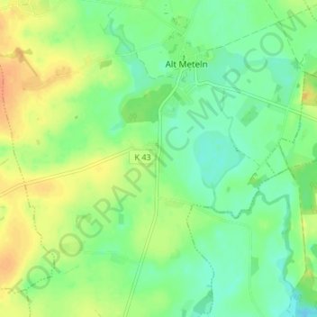 Topografische Karte Hof Meteln, Höhe, Relief