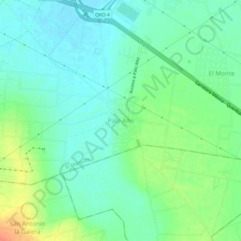 Topografische Karte Palo Alto, Höhe, Relief
