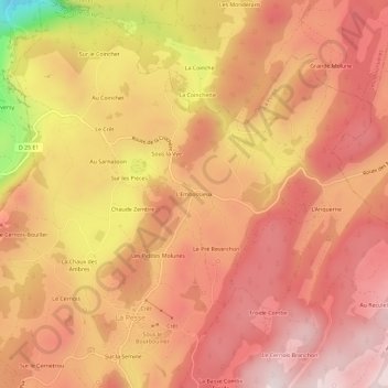 Topografische Karte L'Embossieux, Höhe, Relief