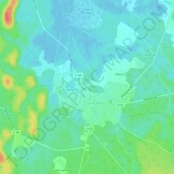 Topografische Karte Lo Baish Lit, Höhe, Relief