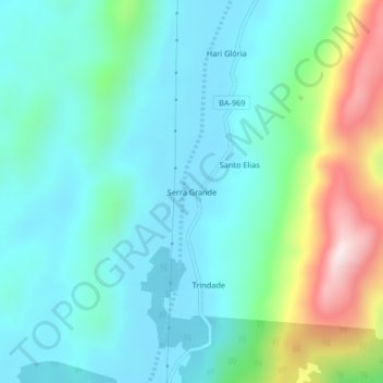 Topografische Karte Serra Grande, Höhe, Relief