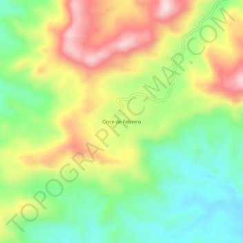 Topografische Karte Once de Febrero, Höhe, Relief