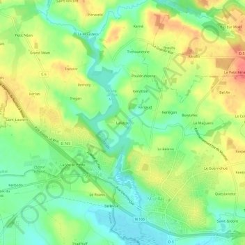 Topografische Karte Laluisso, Höhe, Relief