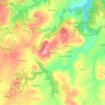 Topografische Karte Saint-Urnan, Höhe, Relief