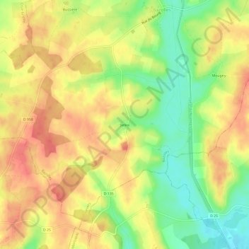 Topografische Karte Selins, Höhe, Relief