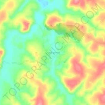 Topografische Karte Ouro Verde, Höhe, Relief