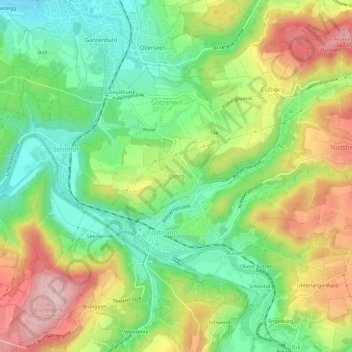 Topografische Karte Iberg, Höhe, Relief