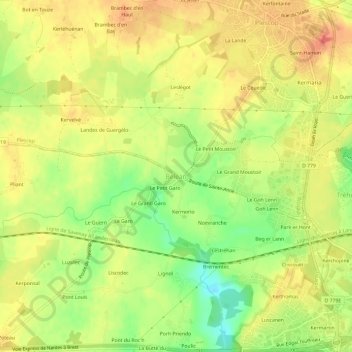 Topografische Karte Béléan, Höhe, Relief