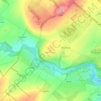 Topografische Karte Wood Head, Höhe, Relief
